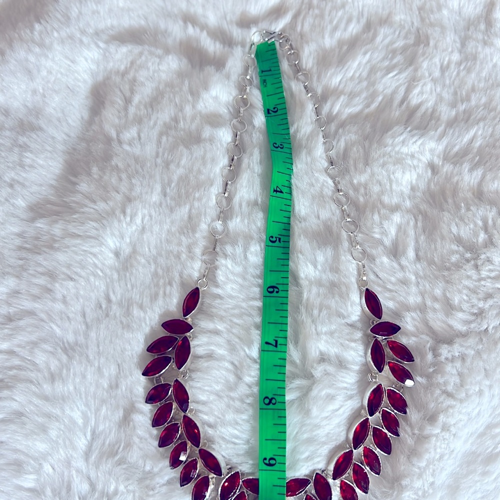 Large Ruby Garnet 925 Statement Necklace - image 4
